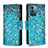 Coque Portefeuille Motif Fantaisie Livre Cuir Etui Clapet B04F pour Nokia G11 Cyan