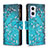 Coque Portefeuille Motif Fantaisie Livre Cuir Etui Clapet B04F pour OnePlus Nord N20 5G Cyan