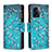 Coque Portefeuille Motif Fantaisie Livre Cuir Etui Clapet B04F pour OnePlus Nord N300 5G Cyan