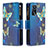 Coque Portefeuille Motif Fantaisie Livre Cuir Etui Clapet B04F pour Oppo A16 Bleu