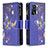 Coque Portefeuille Motif Fantaisie Livre Cuir Etui Clapet B04F pour Oppo A16 Bleu Royal