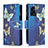 Coque Portefeuille Motif Fantaisie Livre Cuir Etui Clapet B04F pour Oppo A77 5G Bleu