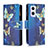 Coque Portefeuille Motif Fantaisie Livre Cuir Etui Clapet B04F pour Oppo A96 5G Bleu