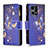 Coque Portefeuille Motif Fantaisie Livre Cuir Etui Clapet B04F pour Oppo F21 Pro 4G Bleu Royal