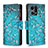 Coque Portefeuille Motif Fantaisie Livre Cuir Etui Clapet B04F pour Oppo F21 Pro 4G Cyan