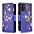 Coque Portefeuille Motif Fantaisie Livre Cuir Etui Clapet B04F pour Oppo Find X5 Lite 5G Bleu Royal