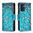 Coque Portefeuille Motif Fantaisie Livre Cuir Etui Clapet B04F pour Oppo Find X5 Lite 5G Cyan