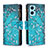 Coque Portefeuille Motif Fantaisie Livre Cuir Etui Clapet B04F pour Oppo K10 4G Cyan