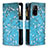 Coque Portefeuille Motif Fantaisie Livre Cuir Etui Clapet B04F pour Oppo Reno5 Z 5G Cyan