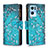 Coque Portefeuille Motif Fantaisie Livre Cuir Etui Clapet B04F pour Oppo Reno7 Pro 5G Cyan