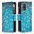 Coque Portefeuille Motif Fantaisie Livre Cuir Etui Clapet B04F pour Realme 8 5G Cyan