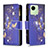 Coque Portefeuille Motif Fantaisie Livre Cuir Etui Clapet B04F pour Realme C30 Bleu Royal