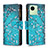 Coque Portefeuille Motif Fantaisie Livre Cuir Etui Clapet B04F pour Realme Narzo 50i Prime Cyan