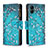 Coque Portefeuille Motif Fantaisie Livre Cuir Etui Clapet B04F pour Samsung Galaxy A04 4G Cyan