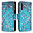 Coque Portefeuille Motif Fantaisie Livre Cuir Etui Clapet B04F pour Samsung Galaxy A04s Cyan