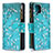 Coque Portefeuille Motif Fantaisie Livre Cuir Etui Clapet B04F pour Samsung Galaxy A12 Cyan