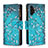 Coque Portefeuille Motif Fantaisie Livre Cuir Etui Clapet B04F pour Samsung Galaxy A13 4G Cyan