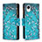 Coque Portefeuille Motif Fantaisie Livre Cuir Etui Clapet B04F pour Samsung Galaxy A23 5G SC-56C Cyan