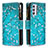 Coque Portefeuille Motif Fantaisie Livre Cuir Etui Clapet B04F pour Samsung Galaxy A34 5G Cyan