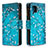 Coque Portefeuille Motif Fantaisie Livre Cuir Etui Clapet B04F pour Samsung Galaxy A42 5G Cyan