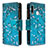 Coque Portefeuille Motif Fantaisie Livre Cuir Etui Clapet B04F pour Samsung Galaxy A70E Cyan