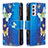 Coque Portefeuille Motif Fantaisie Livre Cuir Etui Clapet B04F pour Samsung Galaxy A82 5G Bleu