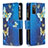 Coque Portefeuille Motif Fantaisie Livre Cuir Etui Clapet B04F pour Samsung Galaxy F02S SM-E025F Bleu