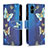 Coque Portefeuille Motif Fantaisie Livre Cuir Etui Clapet B04F pour Samsung Galaxy F04 Bleu