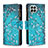 Coque Portefeuille Motif Fantaisie Livre Cuir Etui Clapet B04F pour Samsung Galaxy M33 5G Cyan