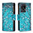 Coque Portefeuille Motif Fantaisie Livre Cuir Etui Clapet B04F pour Vivo Y02t Cyan