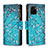 Coque Portefeuille Motif Fantaisie Livre Cuir Etui Clapet B04F pour Vivo Y10 t1 Cyan