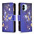 Coque Portefeuille Motif Fantaisie Livre Cuir Etui Clapet B04F pour Xiaomi Poco C51 Bleu Royal