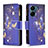 Coque Portefeuille Motif Fantaisie Livre Cuir Etui Clapet B04F pour Xiaomi Poco C65 Bleu Royal