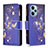 Coque Portefeuille Motif Fantaisie Livre Cuir Etui Clapet B04F pour Xiaomi Poco F5 5G Bleu Royal