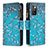 Coque Portefeuille Motif Fantaisie Livre Cuir Etui Clapet B04F pour Xiaomi Redmi 10 4G Cyan