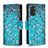 Coque Portefeuille Motif Fantaisie Livre Cuir Etui Clapet B04F pour Xiaomi Redmi Note 11 4G (2022) Cyan