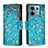 Coque Portefeuille Motif Fantaisie Livre Cuir Etui Clapet B04F pour Xiaomi Redmi Note 13 Pro 5G Cyan