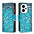 Coque Portefeuille Motif Fantaisie Livre Cuir Etui Clapet B04F pour Xiaomi Redmi Note 13 Pro+ Plus 5G Cyan