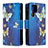 Coque Portefeuille Motif Fantaisie Livre Cuir Etui Clapet B05F pour Samsung Galaxy S21 Ultra 5G Bleu