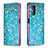 Coque Portefeuille Motif Fantaisie Livre Cuir Etui Clapet B05F pour Xiaomi Poco M3 Cyan