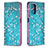 Coque Portefeuille Motif Fantaisie Livre Cuir Etui Clapet B05F pour Xiaomi Poco M5S Cyan