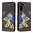 Coque Portefeuille Motif Fantaisie Livre Cuir Etui Clapet B09F pour Samsung Galaxy S21 FE 5G Noir