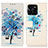 Coque Portefeuille Motif Fantaisie Livre Cuir Etui Clapet D02Y pour Huawei Honor X6a Bleu