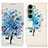 Coque Portefeuille Motif Fantaisie Livre Cuir Etui Clapet D02Y pour Motorola Moto Edge S30 5G Bleu