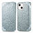 Coque Portefeuille Motif Fantaisie Livre Cuir Etui Clapet H01 pour Apple iPhone 13 Argent