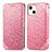 Coque Portefeuille Motif Fantaisie Livre Cuir Etui Clapet H01 pour Apple iPhone 14 Or Rose