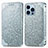 Coque Portefeuille Motif Fantaisie Livre Cuir Etui Clapet H01 pour Apple iPhone 14 Pro Argent