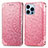 Coque Portefeuille Motif Fantaisie Livre Cuir Etui Clapet H01 pour Apple iPhone 14 Pro Max Or Rose