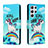 Coque Portefeuille Motif Fantaisie Livre Cuir Etui Clapet H01X pour Samsung Galaxy S23 Ultra 5G Bleu Ciel