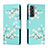 Coque Portefeuille Motif Fantaisie Livre Cuir Etui Clapet H02X pour Samsung Galaxy S22 5G Cyan